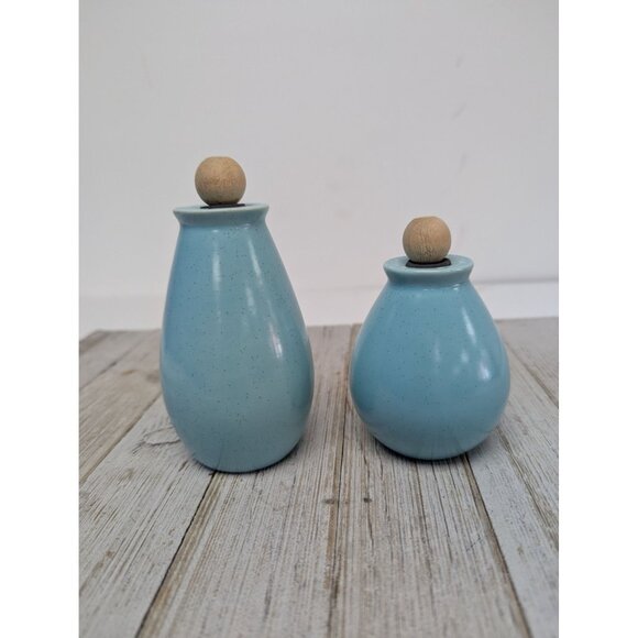 Vintage Set of Vernonware Metlox Heavenly Days Salt and Pepper Shakers MCM - Picture 1 of 11